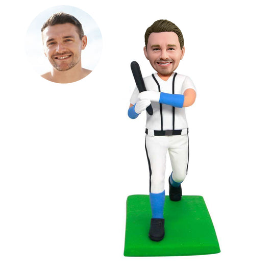 custom professional male baseball player bobbleheads waving baseball bat