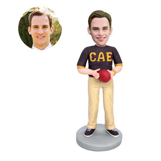 custom male football fan bobbleheads holding rugby