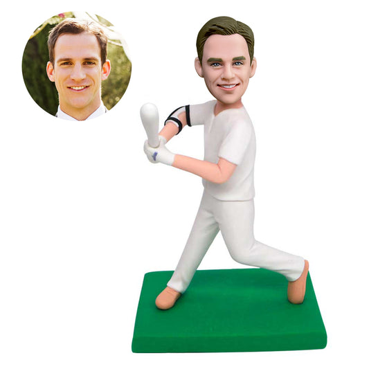 custom professional male baseball player bobbleheads in white tracksuit