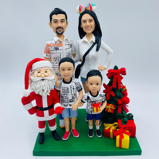 A Family Of Christmas Custom Bobblehead With Engraved decorate