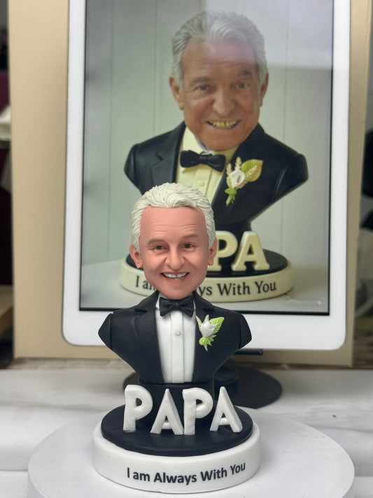 Dad Memorial Figurine | Custom Bust Sculpture in Loving Memory