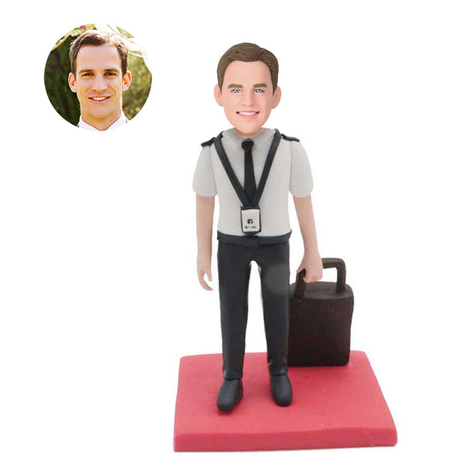 custom male pilots bobbleheads with suitcase