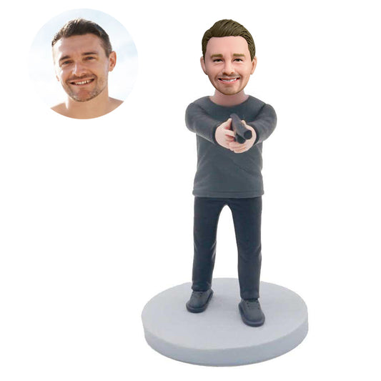 custom male plainclothes police bobbleheads with pistol