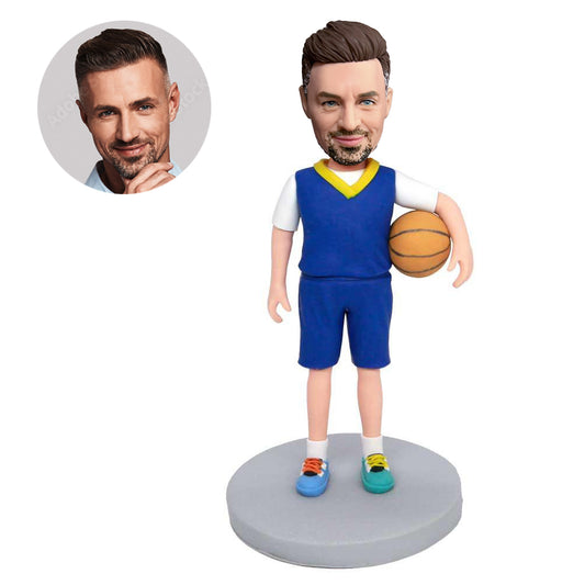 custom male basketball player bobbleheads holding a basketball