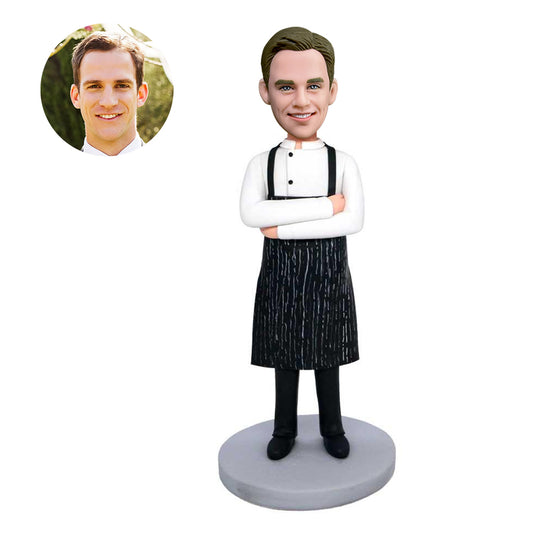 custom male chef bobbleheads in apron