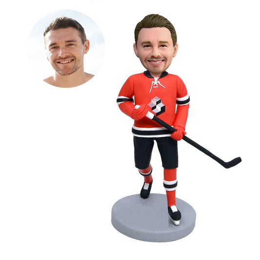 custom happy male ice hockey goalie bobbleheads