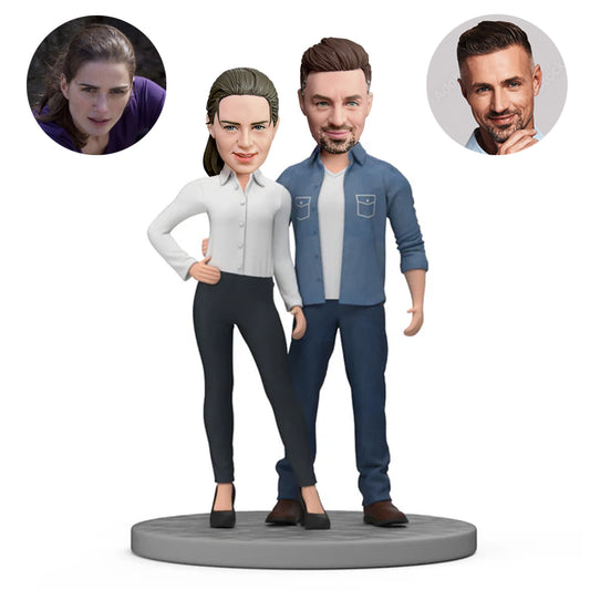 custom happy couple bobbleheads arm in arm