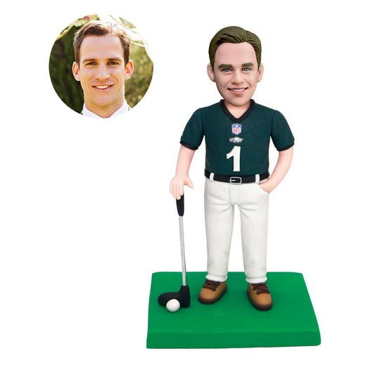 custom professional male golfer bobbleheads in philadelphia eagles jersey