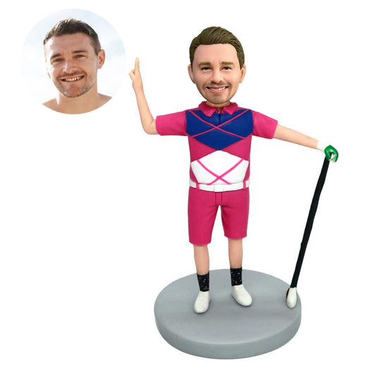 custom happy male golfer bobbleheads