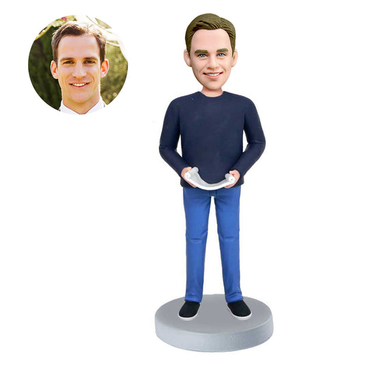 custom male engineer architect bobbleheads holding blueprint