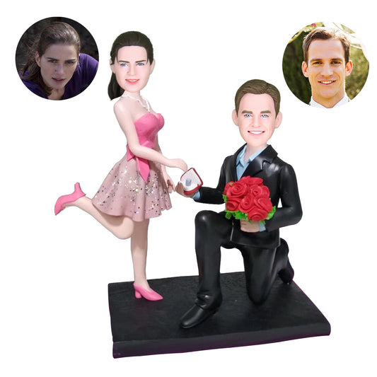 A Couple Proposing Marriage Custom Bobbleheads