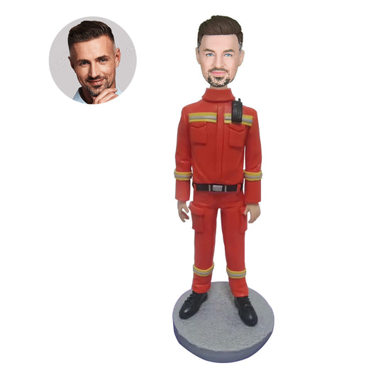 Custom Male Firefighter In Uniform Bobbleheads