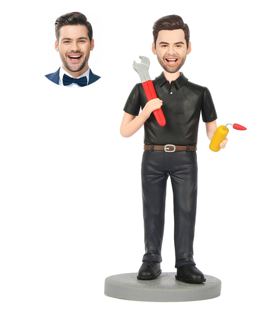 Male Repairman Holding Tools Custom Bobbleheads