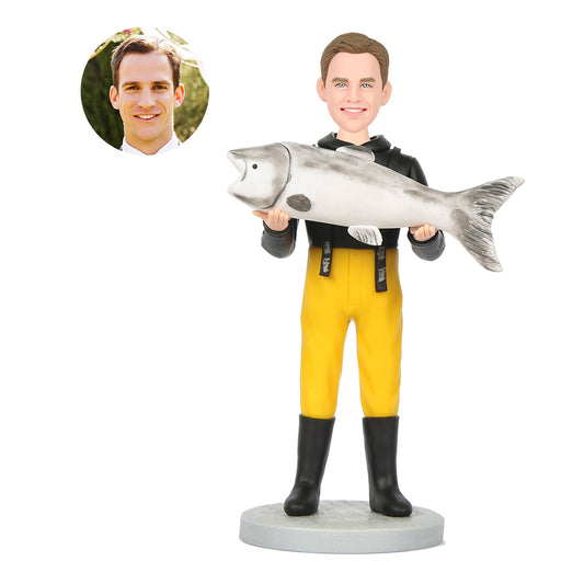 Custom Bobblehead Holding Fish Man