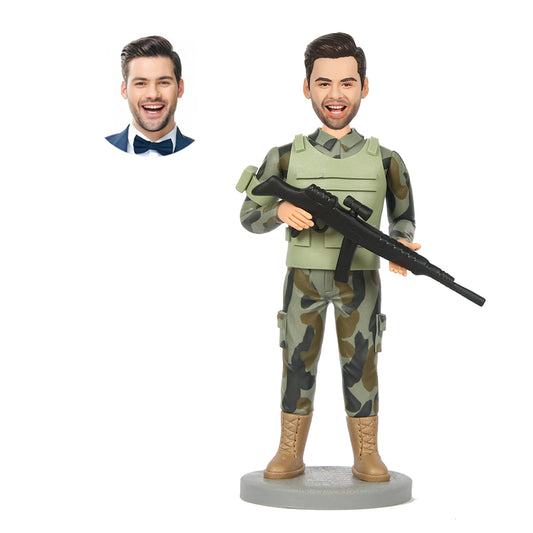 custom male military soldier bobbleheads in camouflage