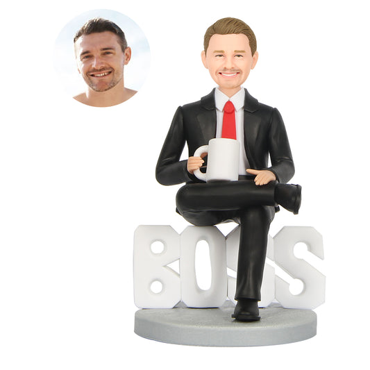 Domineering Male Boss World Best Boss Custom Bobblehead with Engraved Text