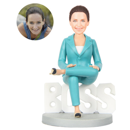 Domineering Lady Boss World Best Boss Custom Bobblehead with Engraved Text