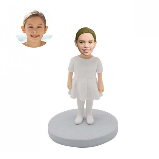 Custom Cute Baby Bobbleheads In White Dress