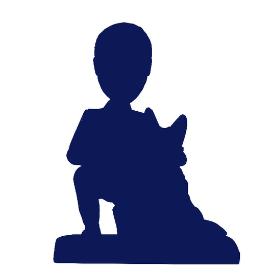 Fully Customizable Man And Pet Custom Bobblehead With Engraved Text